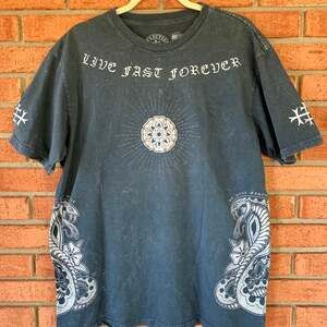 Affliction Live Fast Forever T-Shirt, Gray Washed, Size L